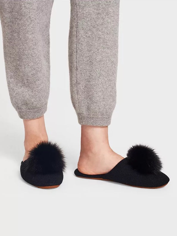 Fur Pom Pom Slipper – Hearth and Soul - Main Image