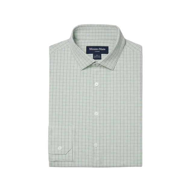 Leeward LS No Tuck Dress Shirt - Eucalyptus Mini Plaid