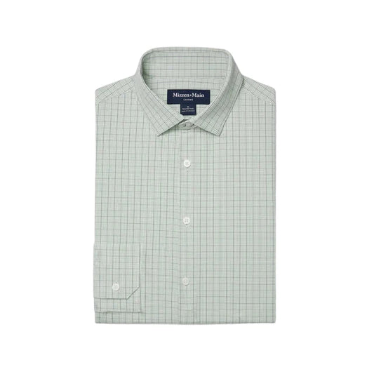 Leeward LS No Tuck Dress Shirt - Eucalyptus Mini Plaid