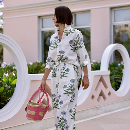 Montecito Popover Tunic -  Blue Flower