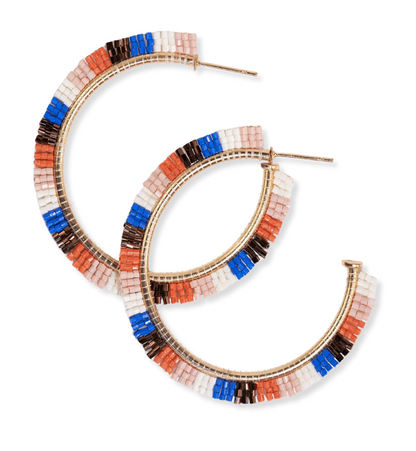 Nora Checkered Beaded Hoops