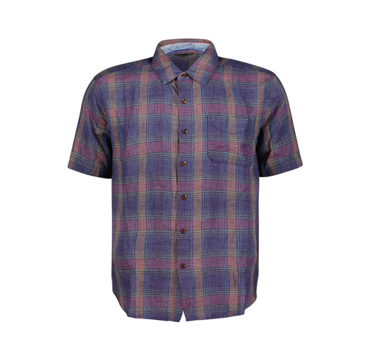 Melange Plaid S/S 1 Pocket Shirt