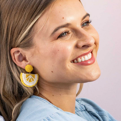 Josephine Lemon Raffia Drop Earrings