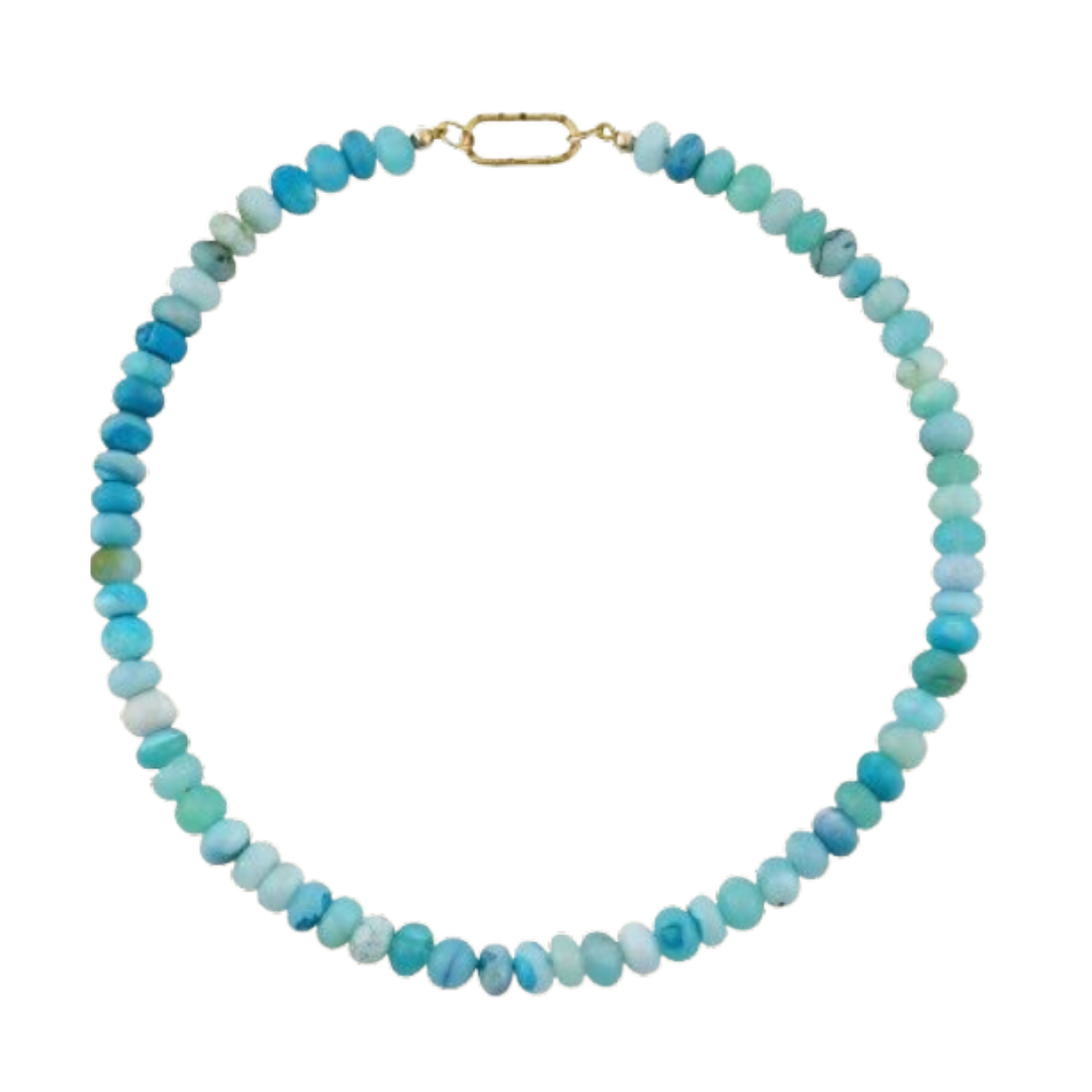  Opal Gemstone Necklace with Diamond Oval Clip