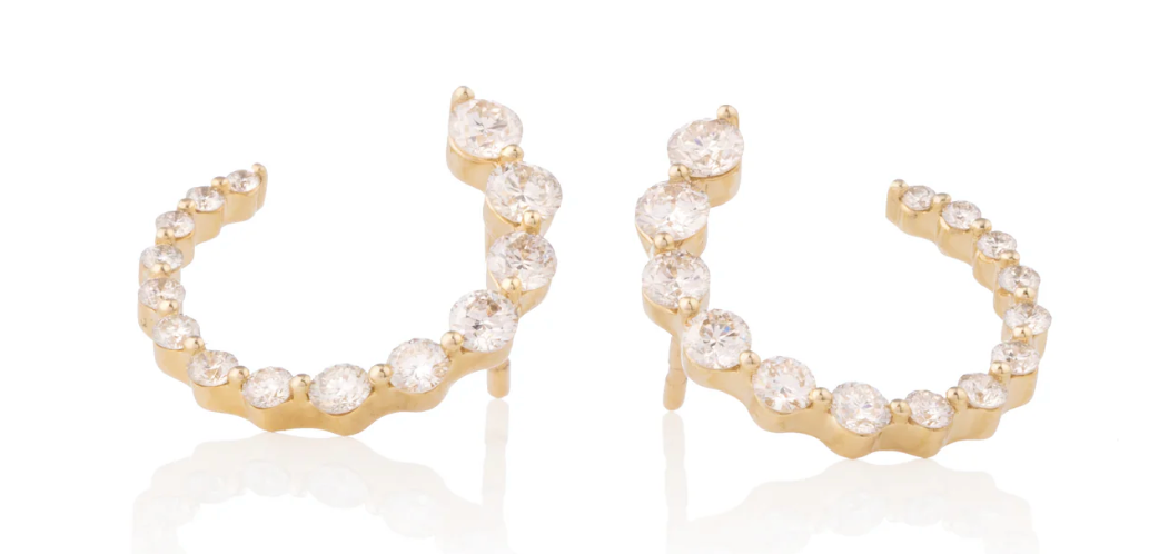 Gradient Floating Diamond Spiral Earrings