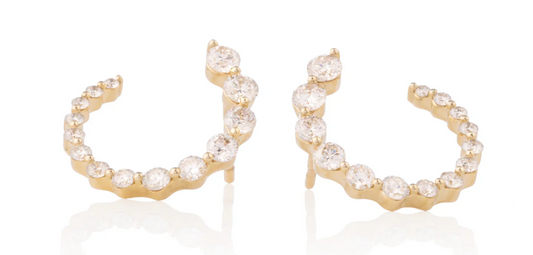 Gradient Floating Diamond Spiral Earrings