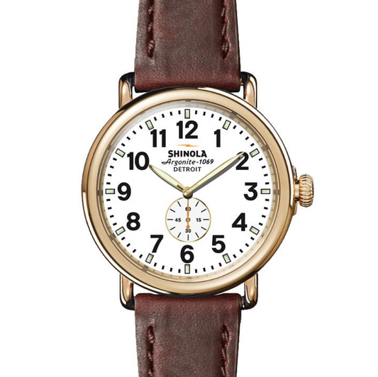 Runwell - White - 47mm - Teak Leather Strap