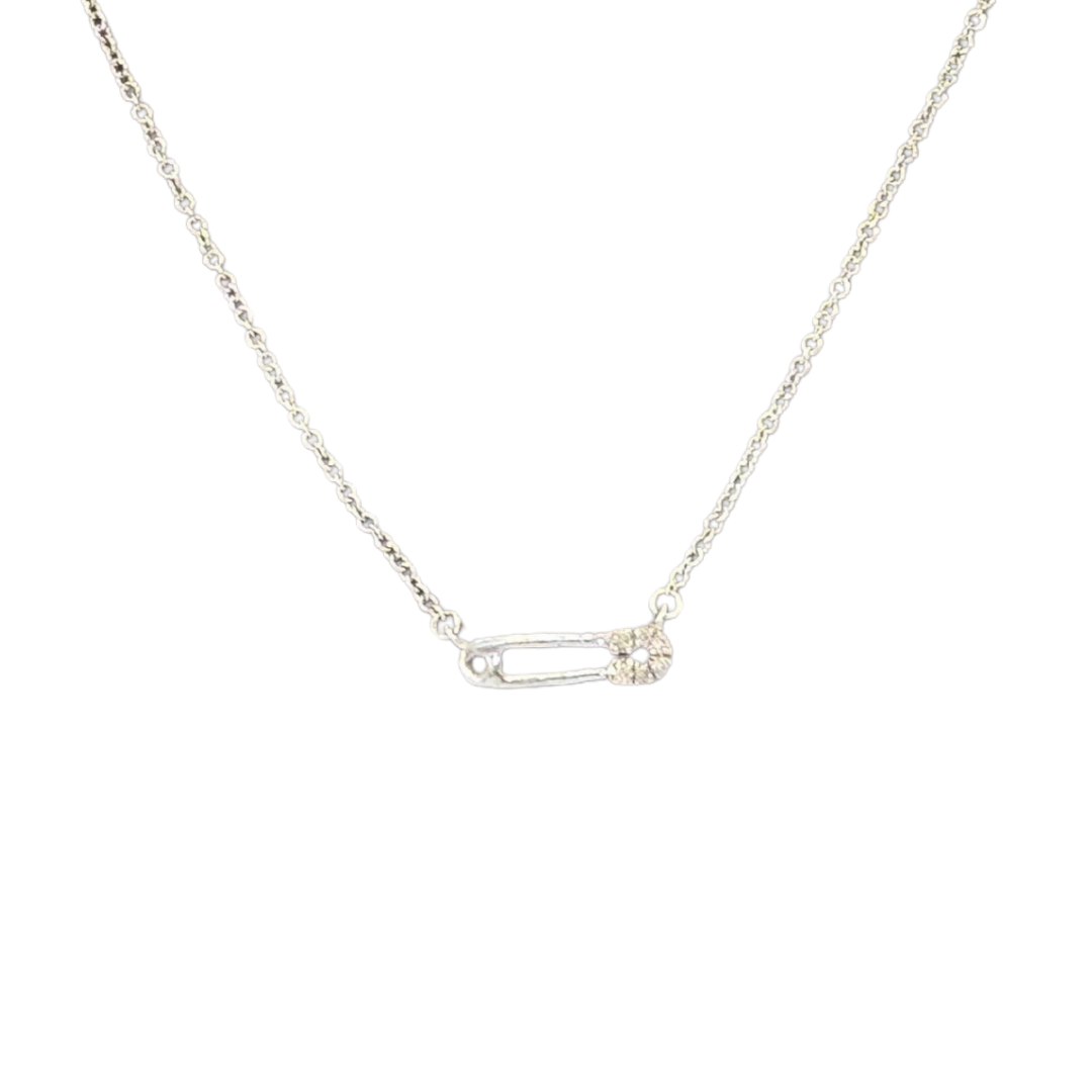 Super Tiny Pave Safety Pin Necklace