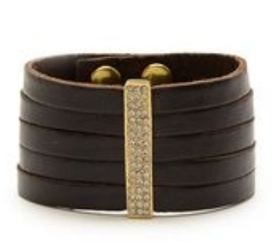 Pave Bar Leather Bracelet