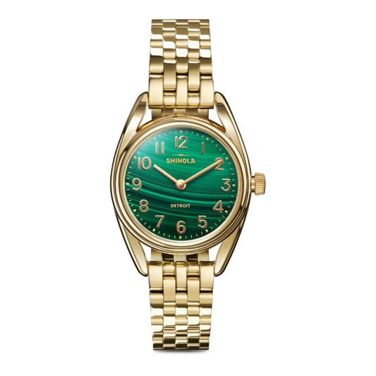 Derby Watch 30mm - Gold | Malachite