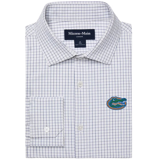 University of Florida Leeward Dress Shirt - White Navy Mini Grid