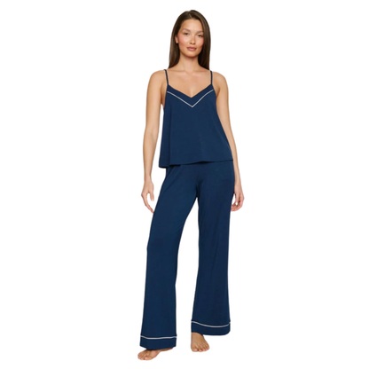 Gisele V Neck Cami & Pant PJ Set - Navy | Ivory