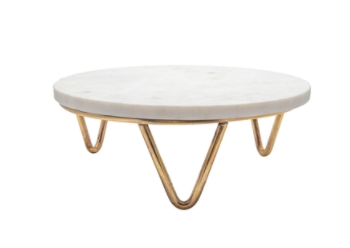 Marble & Brass V-Base Cake Plate