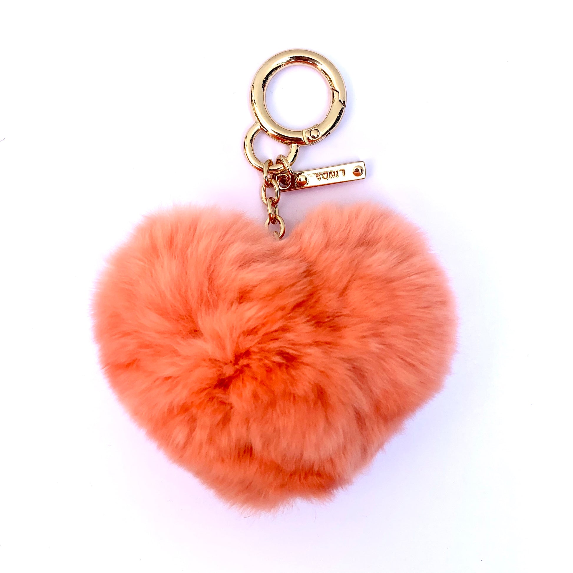 Rabbit Fur Heart Keychain