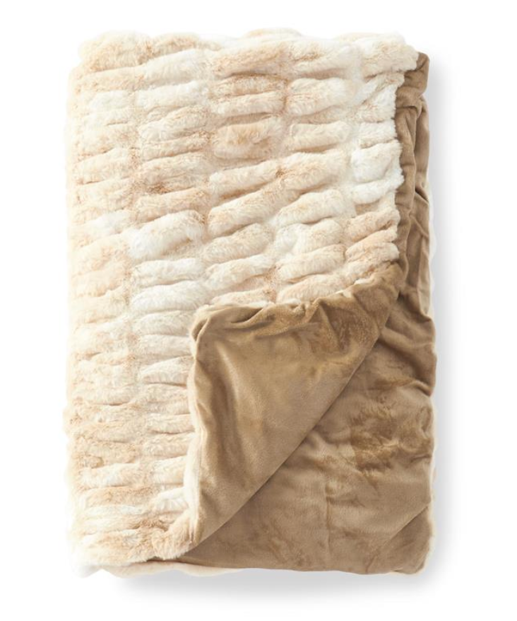 Ribbed Faux Fur Throw Blanket - 60 inch