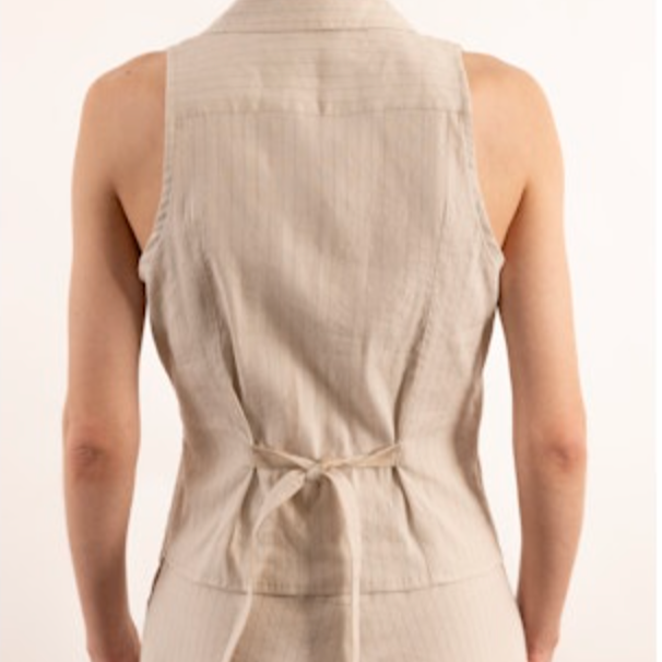 Yuki Stretch Linen Shawl Collar Wrap Vest