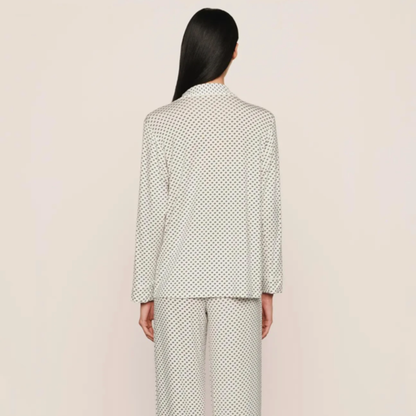 Gisele Printed Long PJ Set - Tide Dot Ivory | Ivory