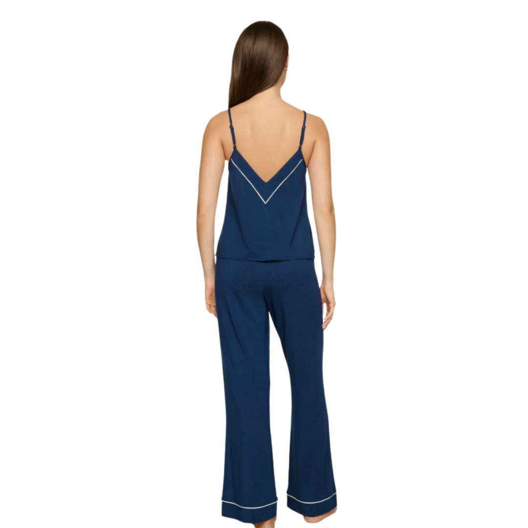 Gisele V Neck Cami & Pant PJ Set - Navy | Ivory