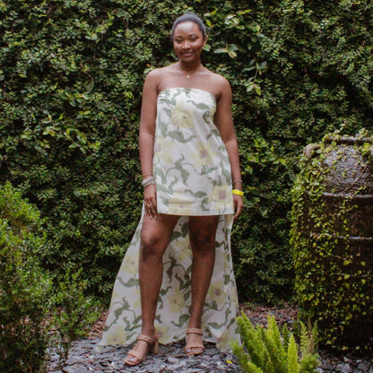 Nouveau Fleur Mini Dress With Train