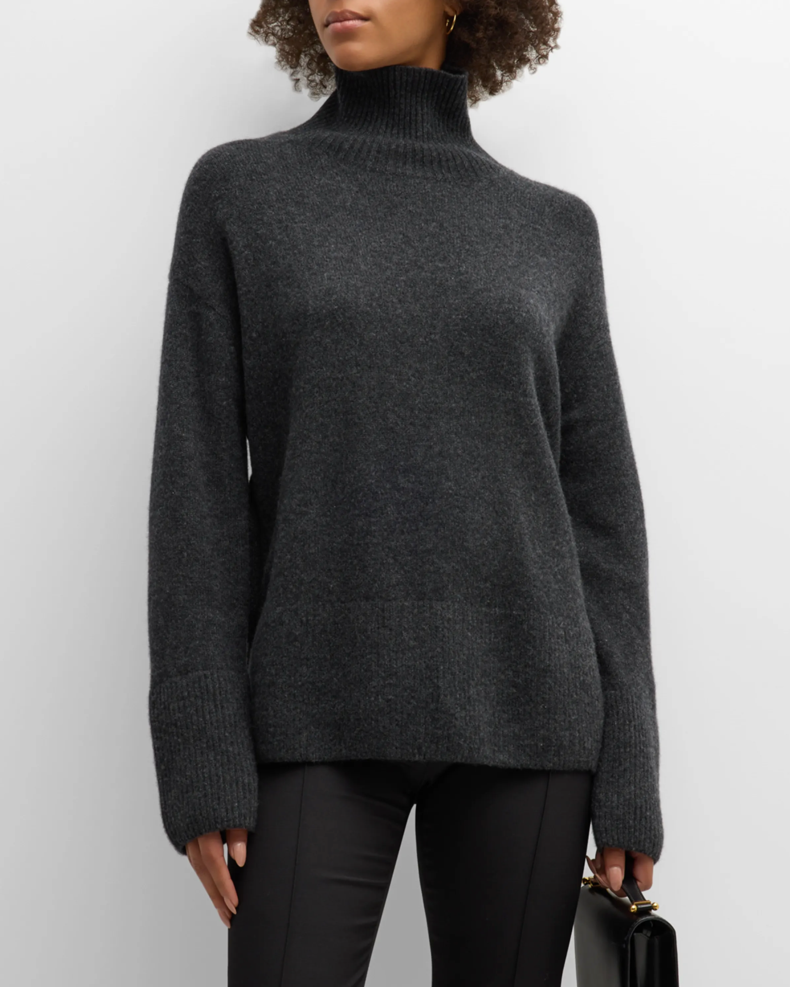 Cashmere Side-Button Turtleneck