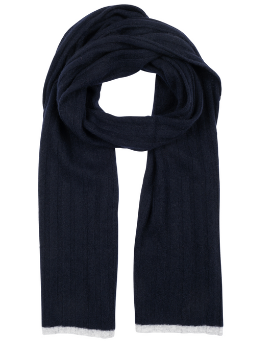 Cashmere Ribbed Scarf with Tipping