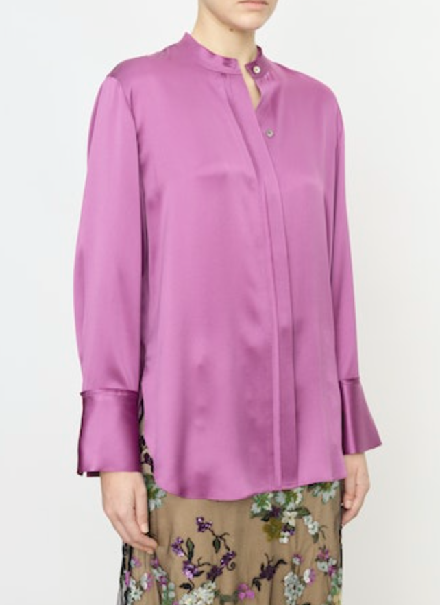 Raw Edge Band Collar Blouse