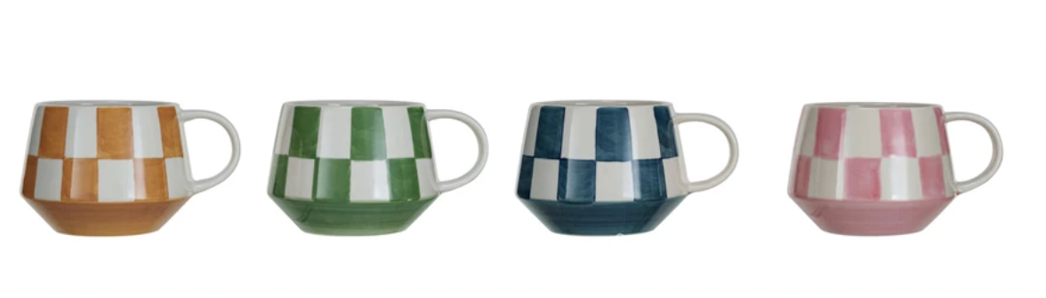 Checkered Stoneware Mug