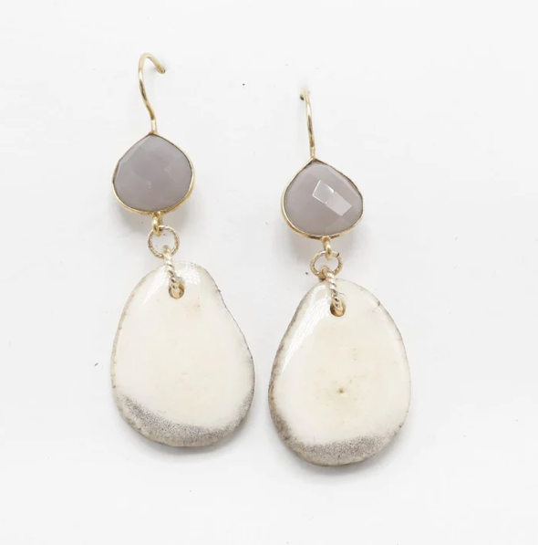 Antler Earring + Stone