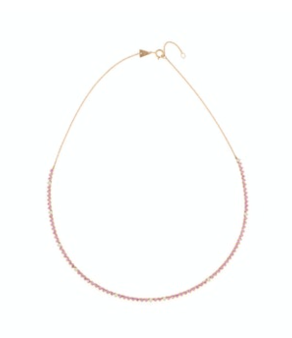 Pink Sapphire +  Diamond Half Riviera Necklace