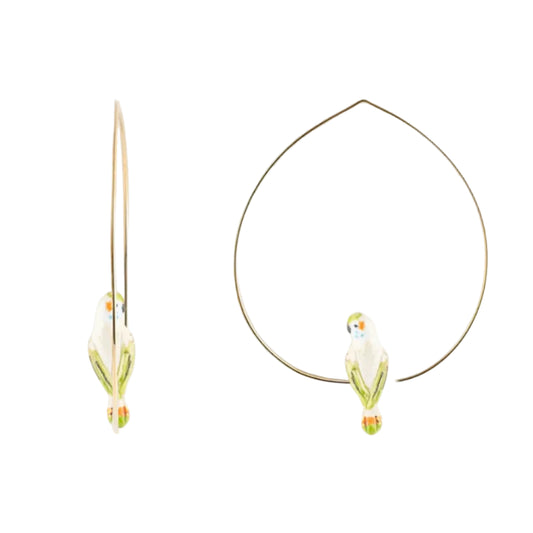 Budgerigars Birds Hoop Earrings