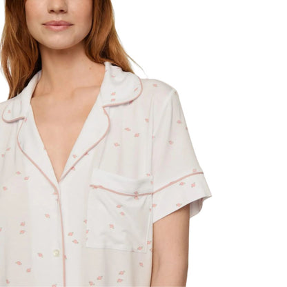 Gisele Relaxed Short PJ Set - Summer Daisy | White | Pale Mauve