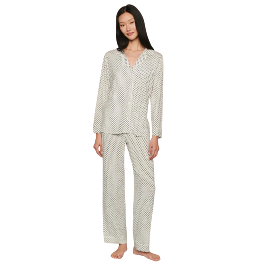 Gisele Printed Long PJ Set - Tide Dot Ivory | Ivory