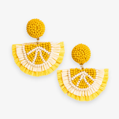 Josephine Lemon Raffia Drop Earrings