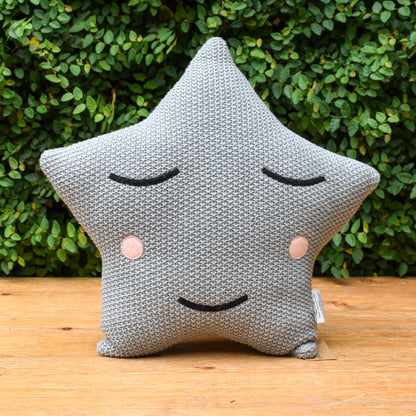 Grey Cotton Knit Star Pillow