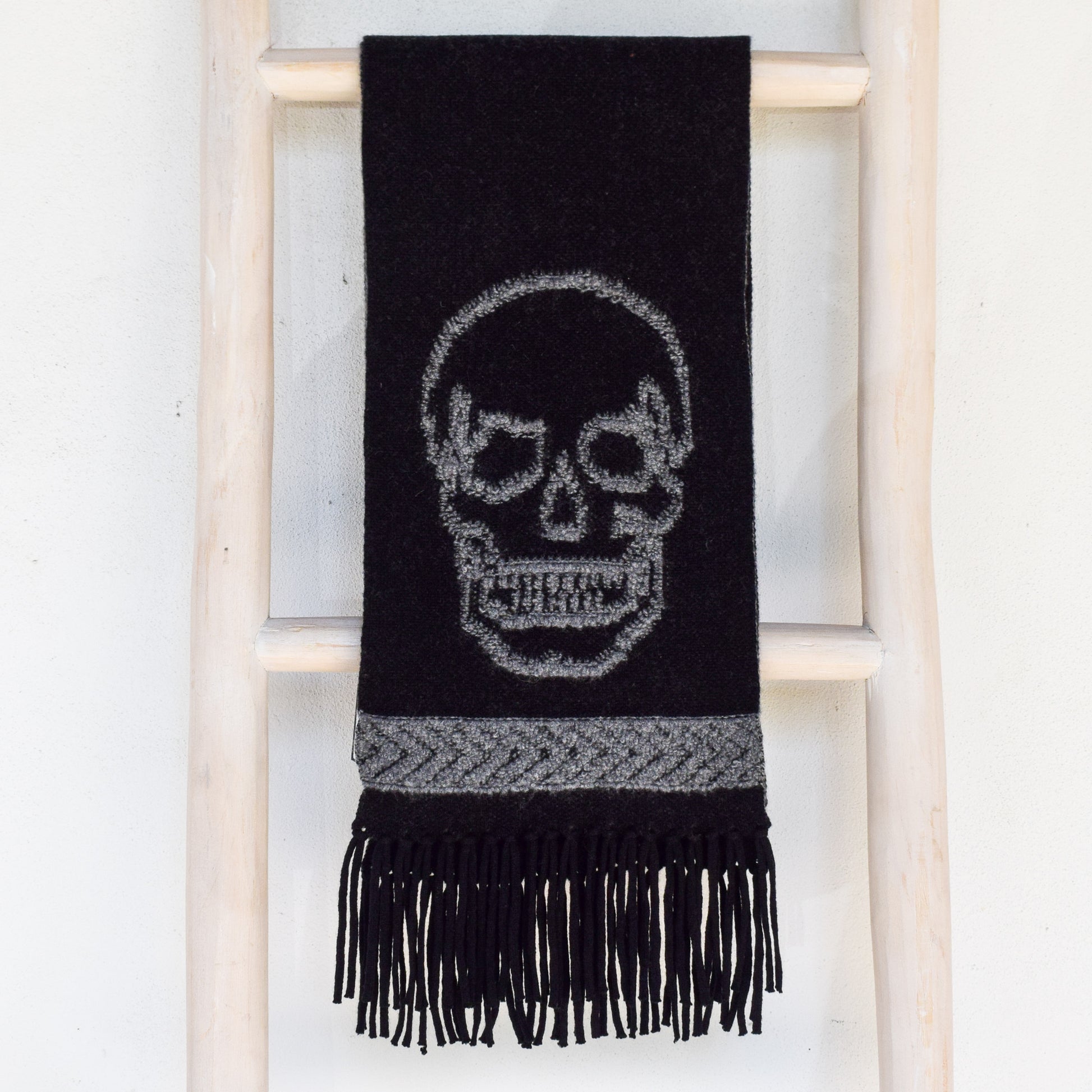 Lynette Fringe Scarf - Black/Mid Heather