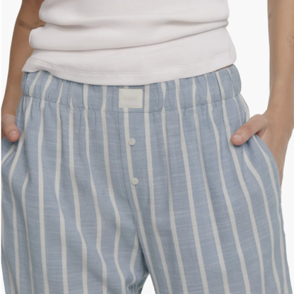 Nautico Boxer Pant - Classic Stripe Slate Blue | Ivory