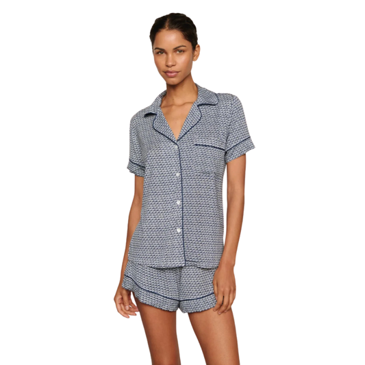 Gisele Printed Relaxed Short PJ Set - Seashell Navy | Navy