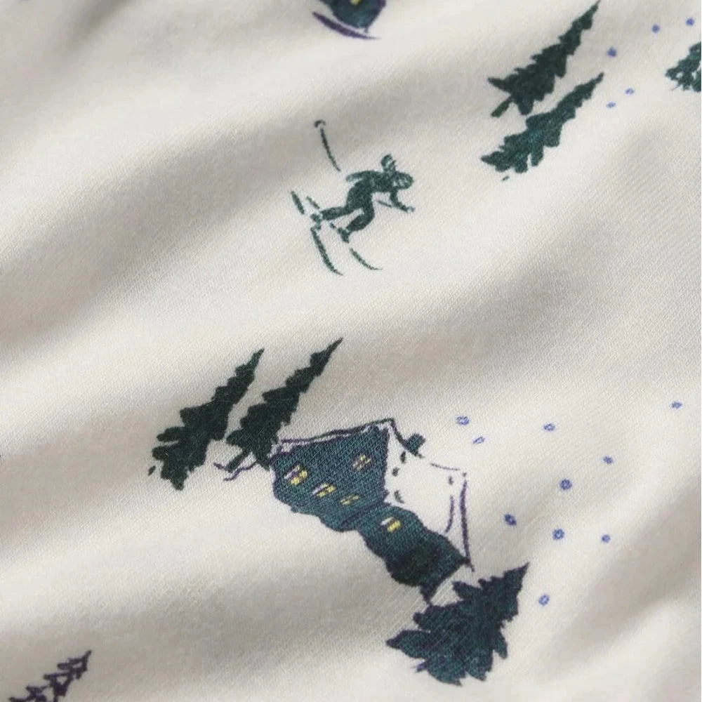 Gisele Relaxed Short PJ Set - Ski Chalet Ivory/Pine