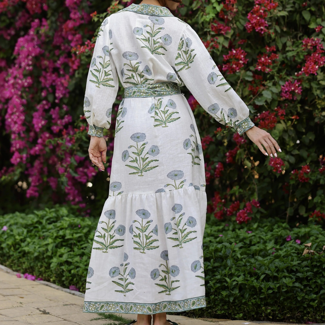 Capri Maxi Dress - Blue Flower