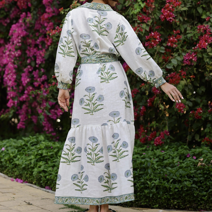 Capri Maxi Dress - Blue Flower