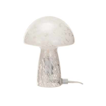 Blown Confetti Glass Mushroom Shaped Table Lamp - White