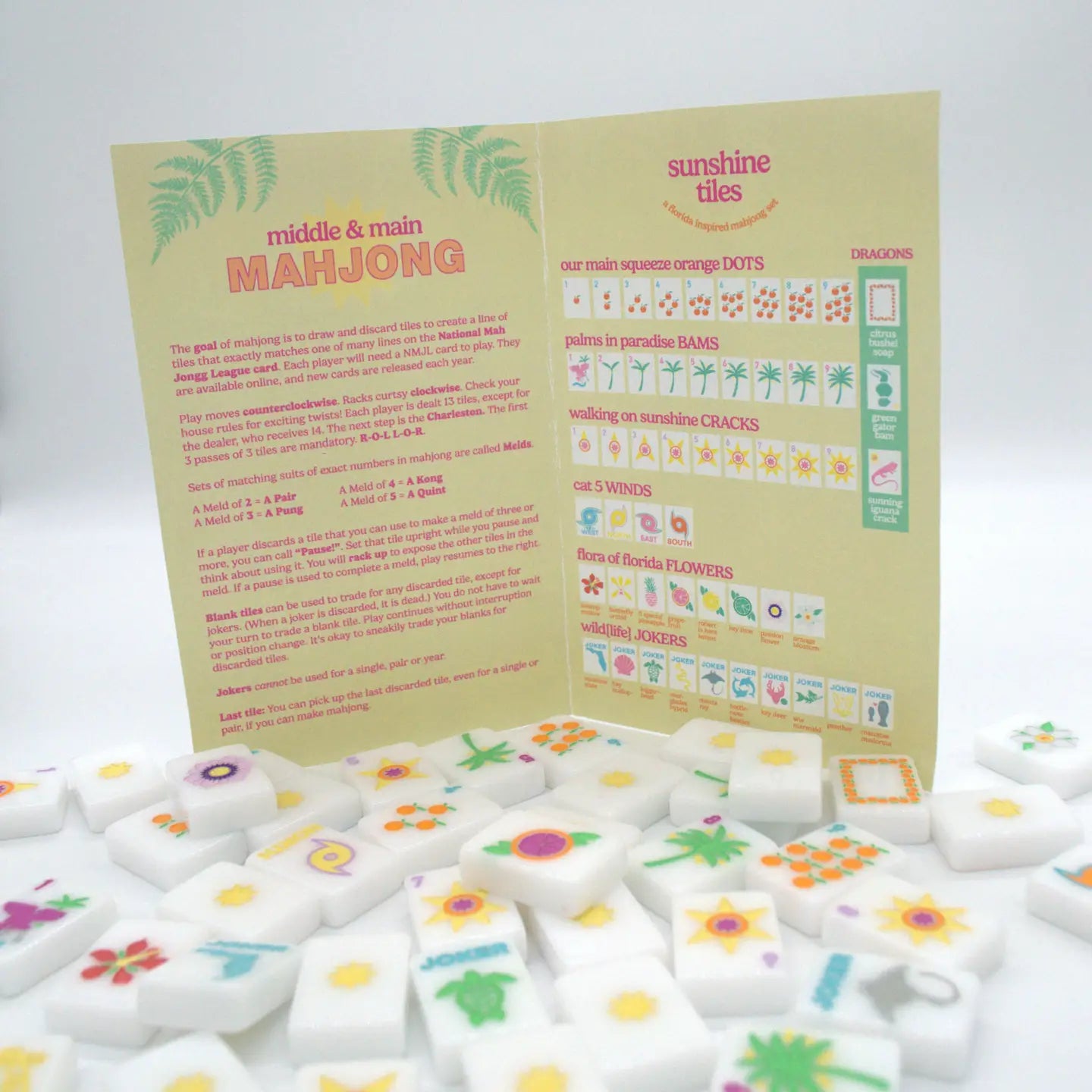 "Sunshine Tiles" Fl Inspired Mahjong Set