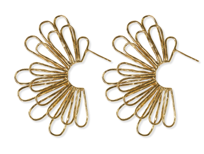 Florence Fanned Layered Loops Post Earrings Brass