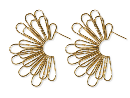 Florence Fanned Layered Loops Post Earrings Brass