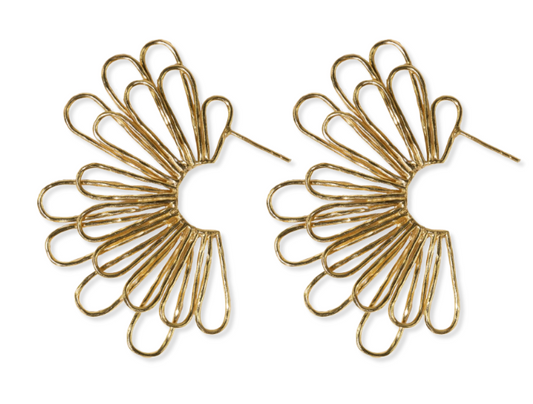 Florence Fanned Layered Loops Post Earrings Brass