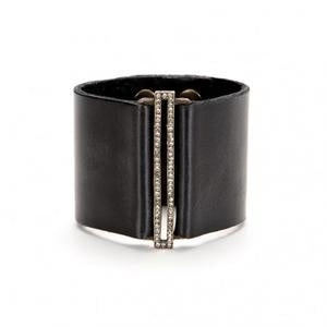 Skinny Rectangle Wide Leather Band Bracelet