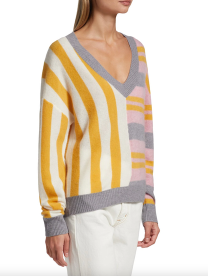 Cashmere Colorblocked V Neck