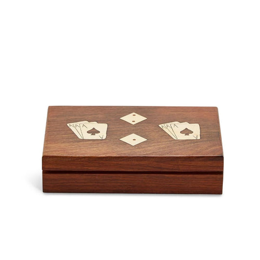 Dice & Playing Card Set in Wooden Box