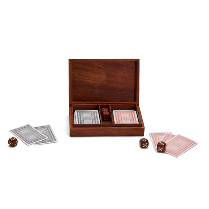 Dice & Playing Card Set in Wooden Box