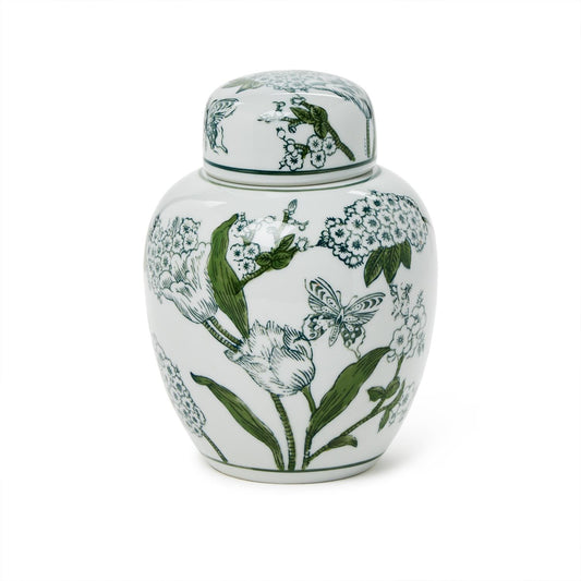 Primrose and Lotus Hand-Painted Ginger Jar
